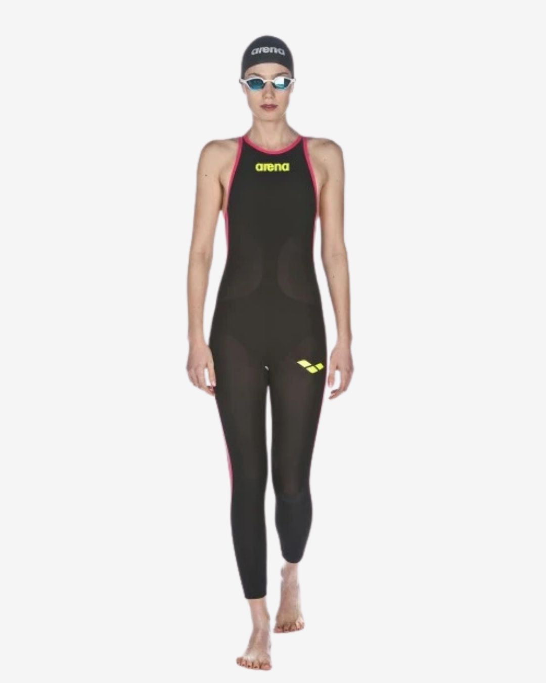 Costume Da Gara Arena Powerskin R-EVO+ Open Water Donna ClosedBack Black Fluo Yellow