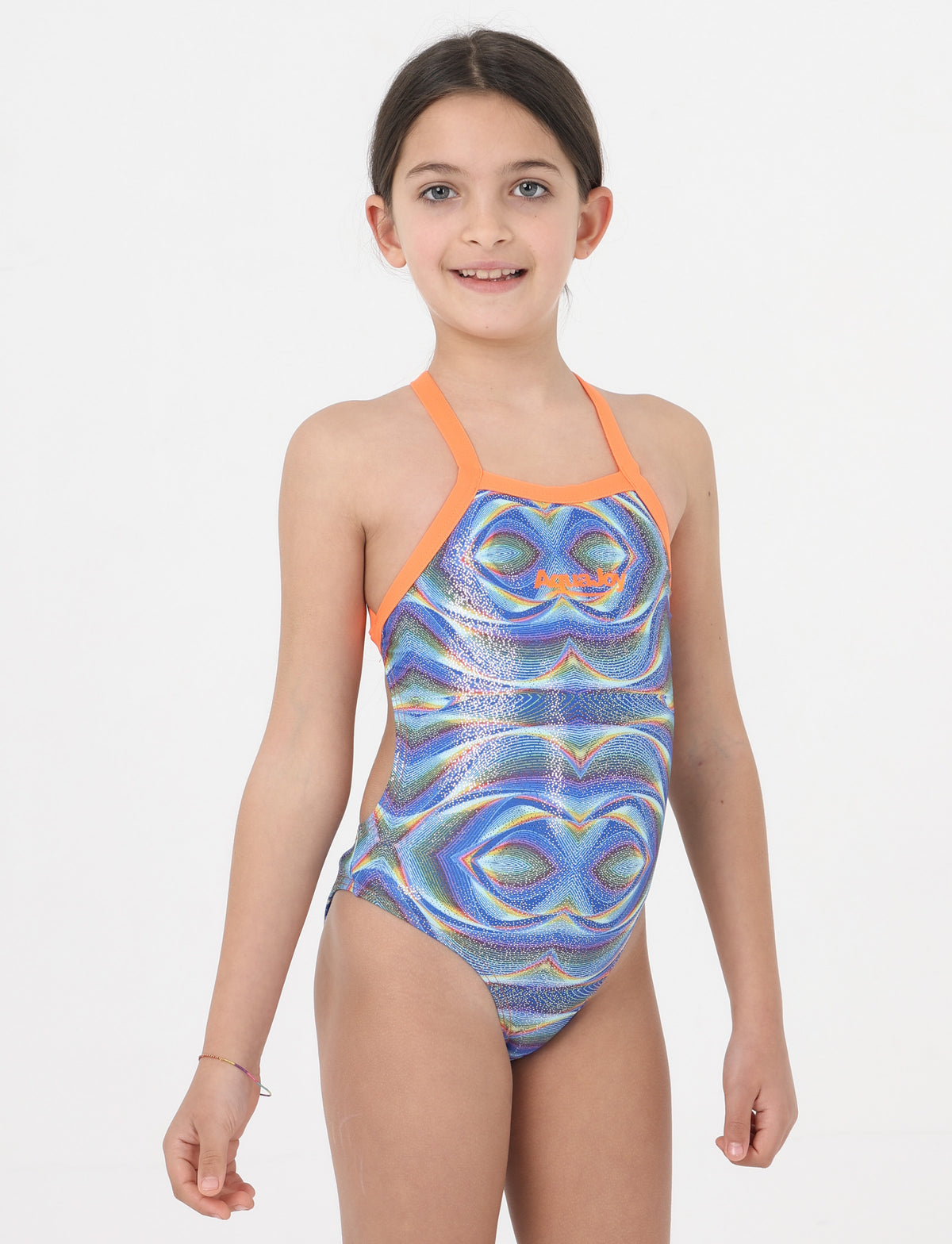 Costume Bambina Sincronizzato Aquajoy mod.Brillantinato Graffiti Blu
