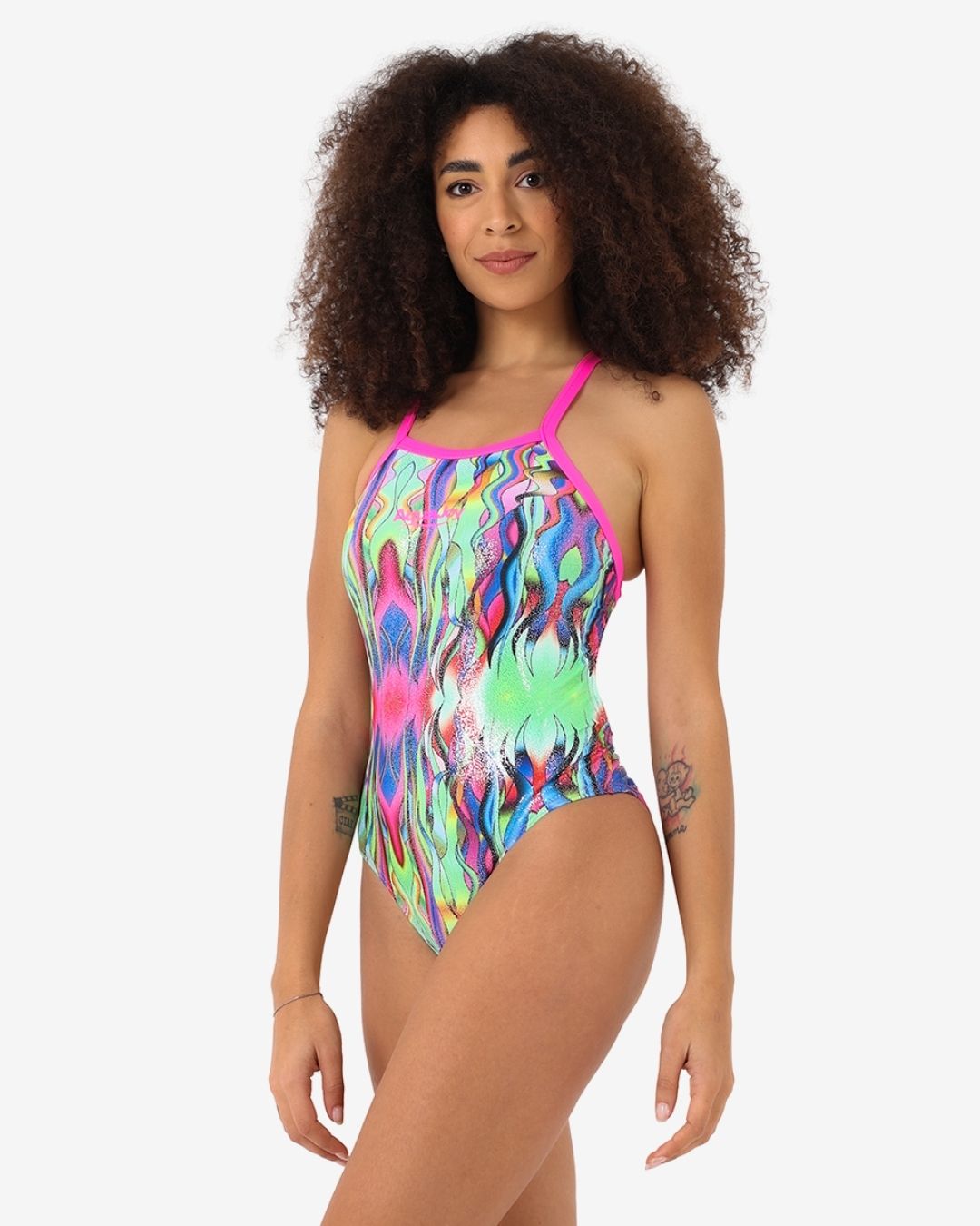 Costume Donna Nuoto Sincronizzato mod. Brillantinato Verde Multicolor