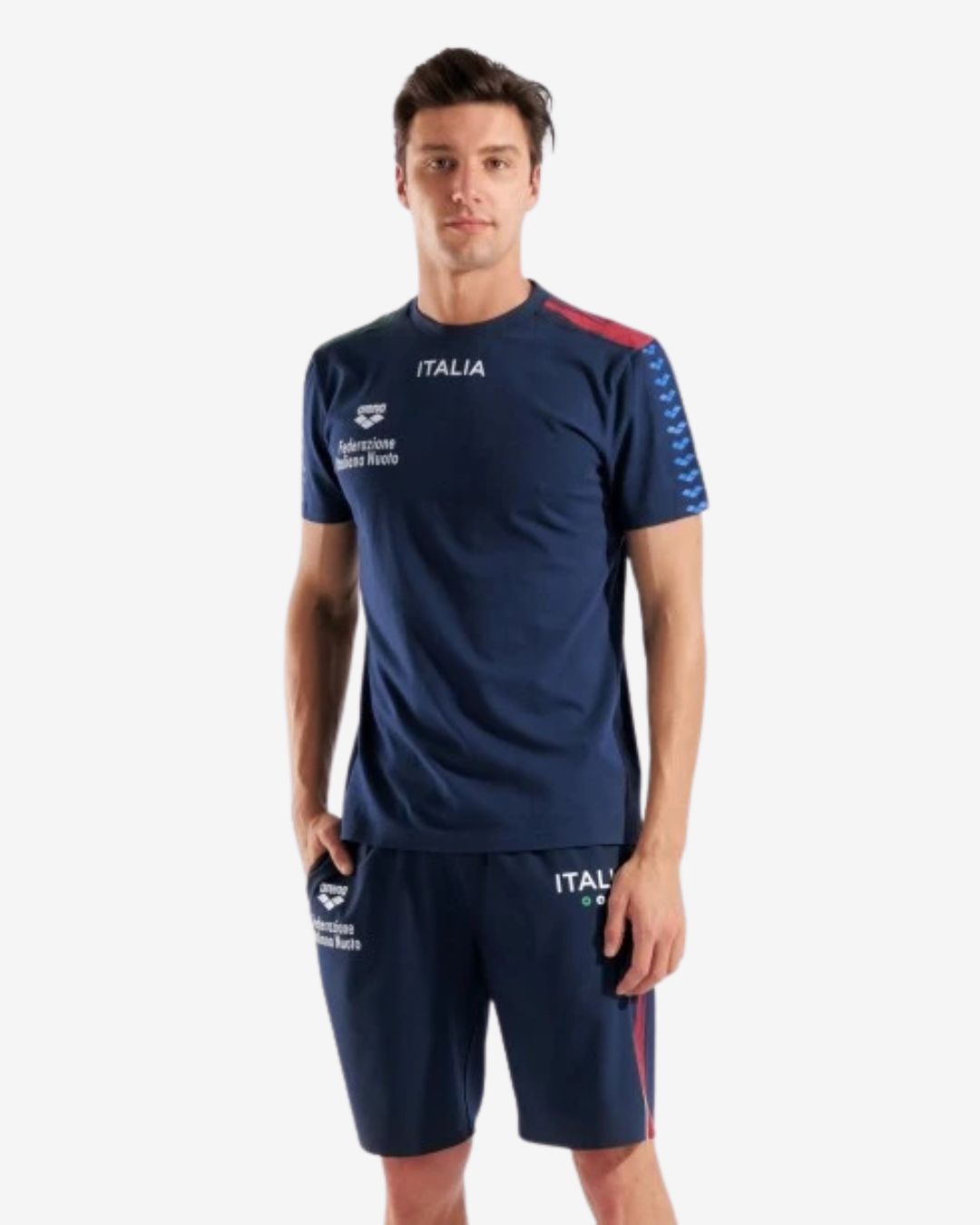 T Shirt Arena Unisex mod. Fin Team Italia Dark Navy Blu