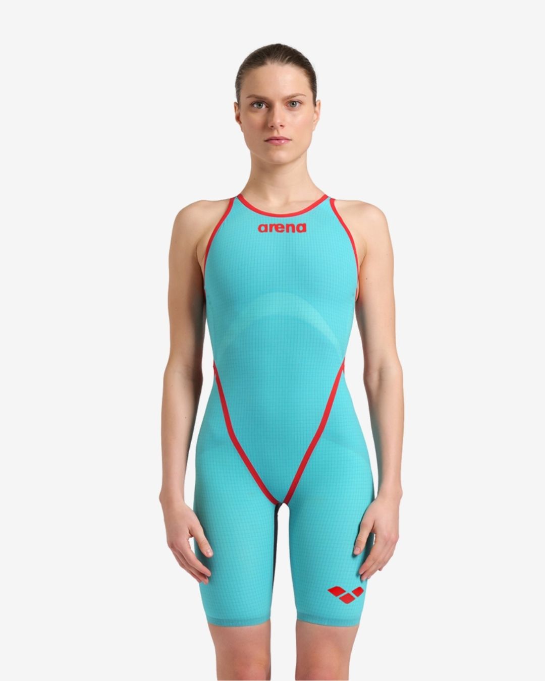 Costume Da Gara Arena Powerskin Carbon Core-FX Donna OpenBack Turquoise Metallic