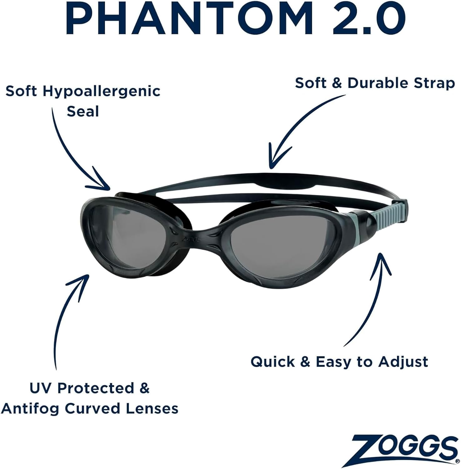 Occhialini Nuoto Zoggs Phantom 2.0 Black/Smoke