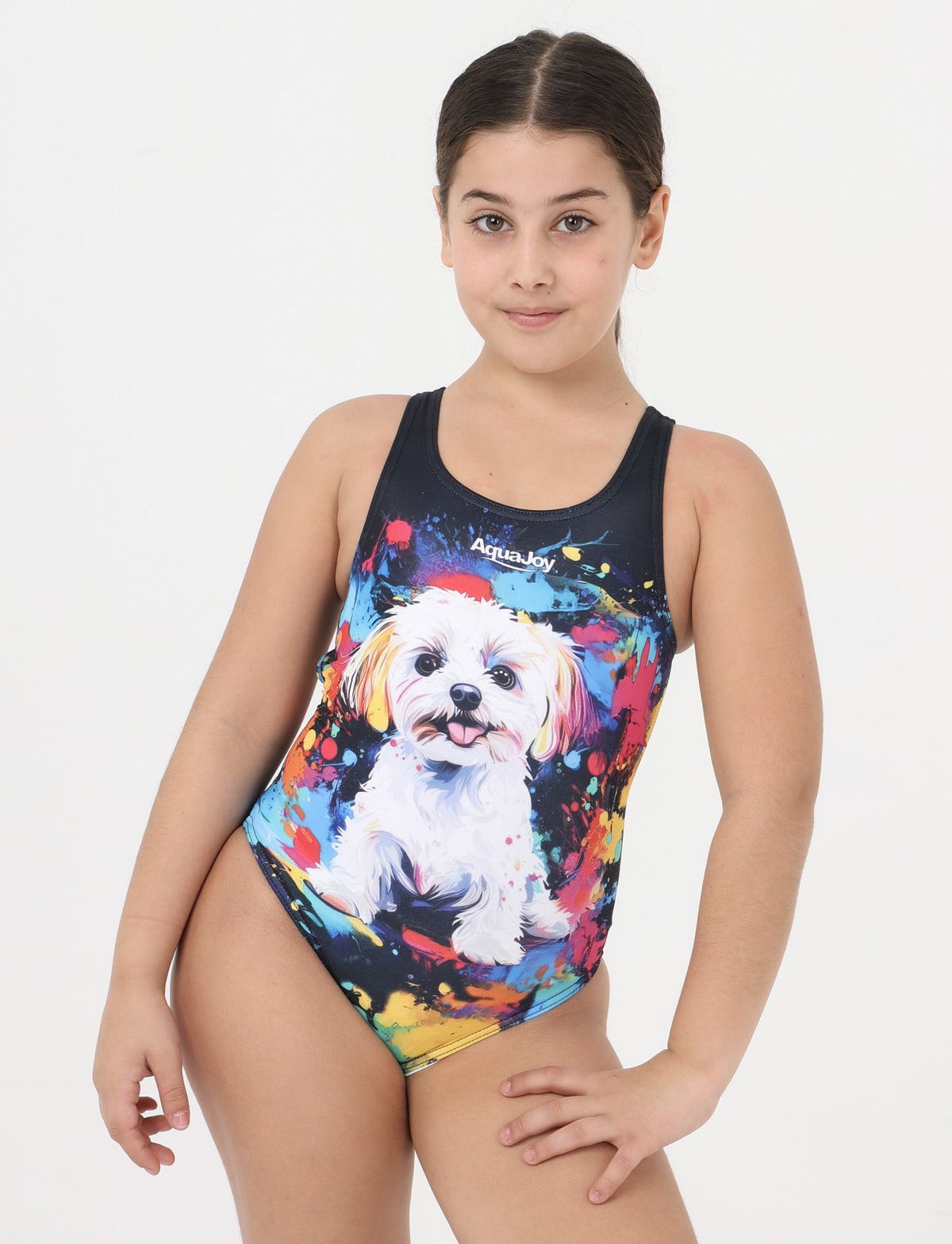 Costume Piscina Bambina Intero Olimpionico in PBT – AquaJoy Cucciolo