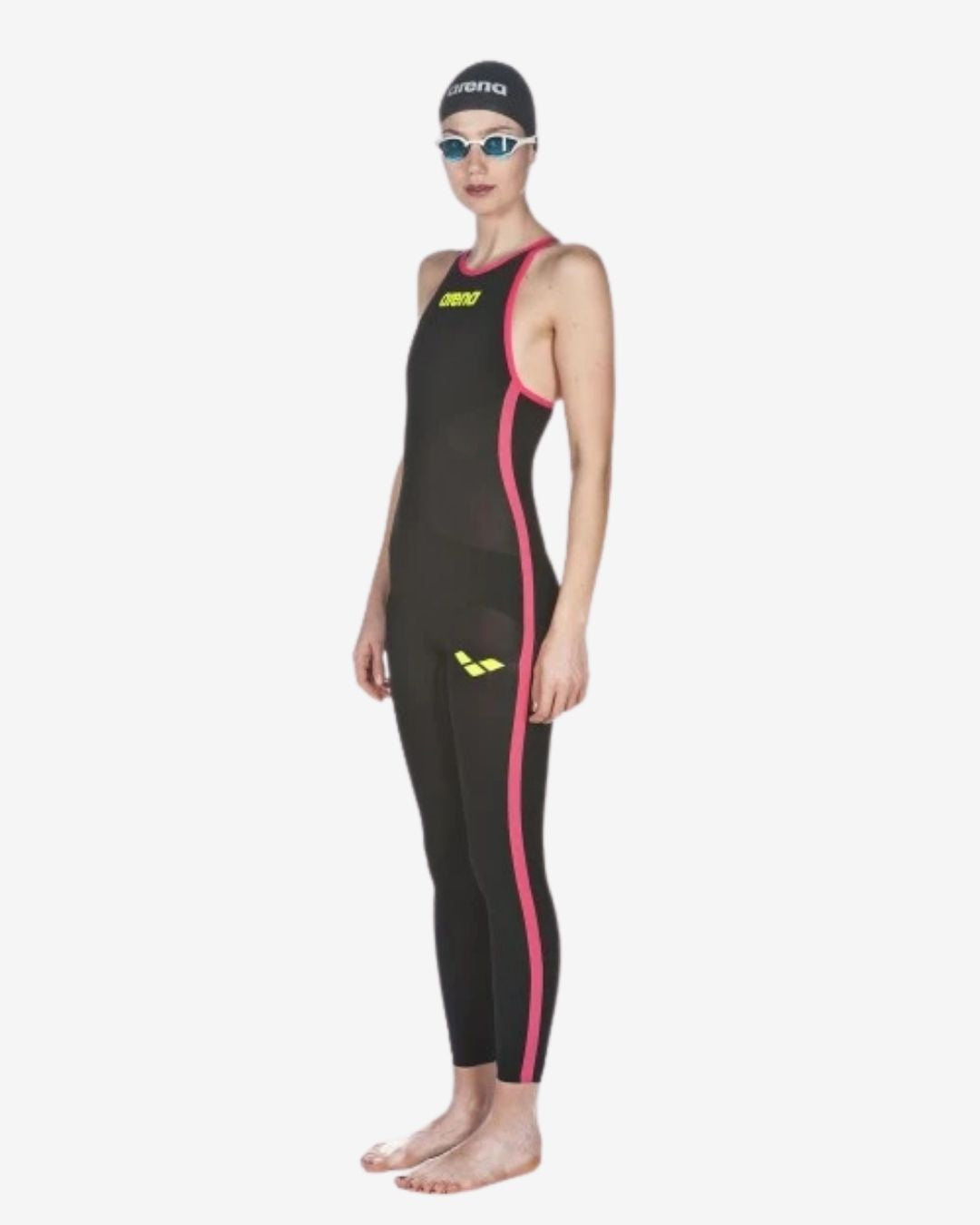 Costume Da Gara Arena Powerskin R-EVO+ Open Water Donna ClosedBack Black Fluo Yellow