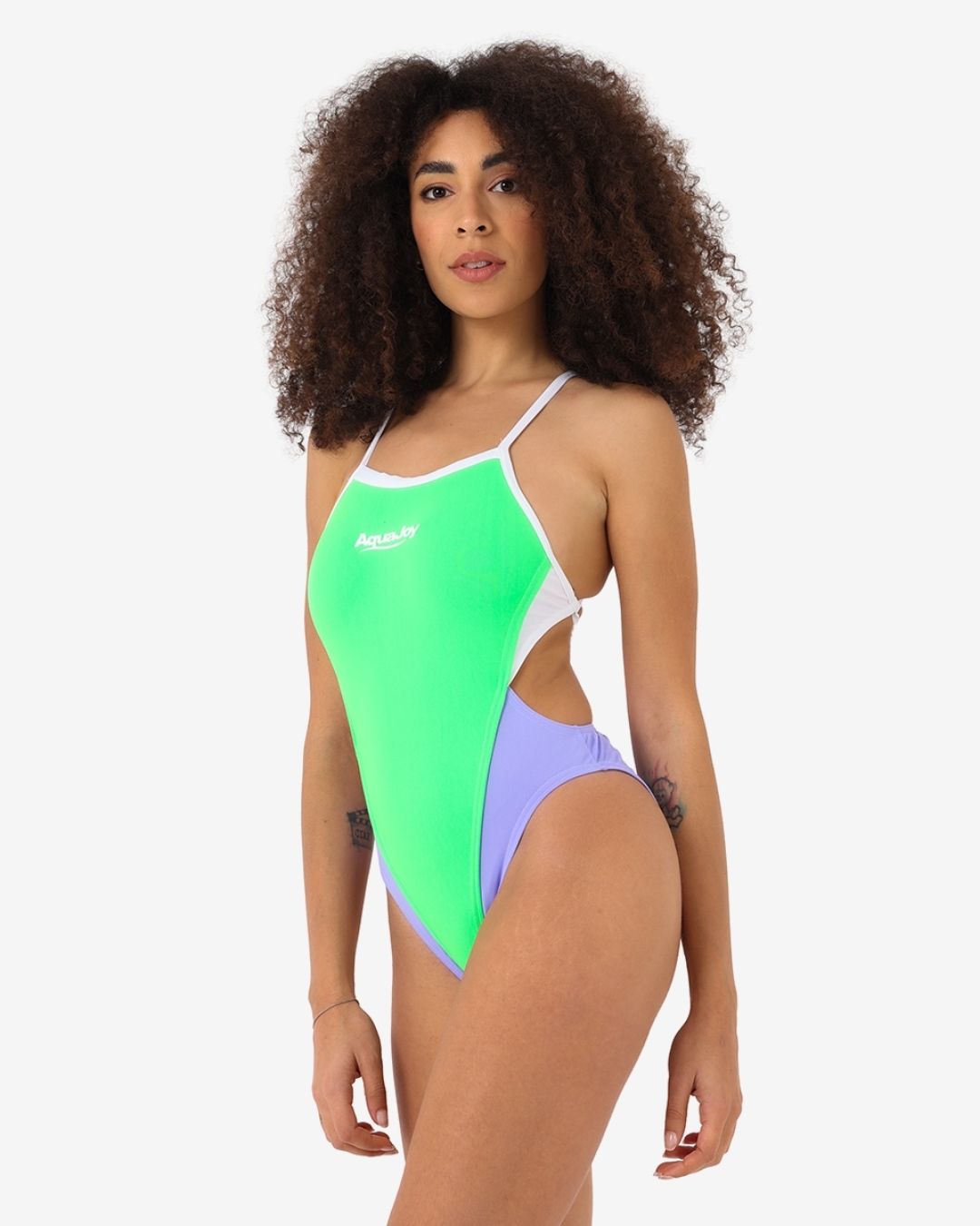 Costume Donna Bordato Bicolore Annodato mod. Fluo Green/Scia