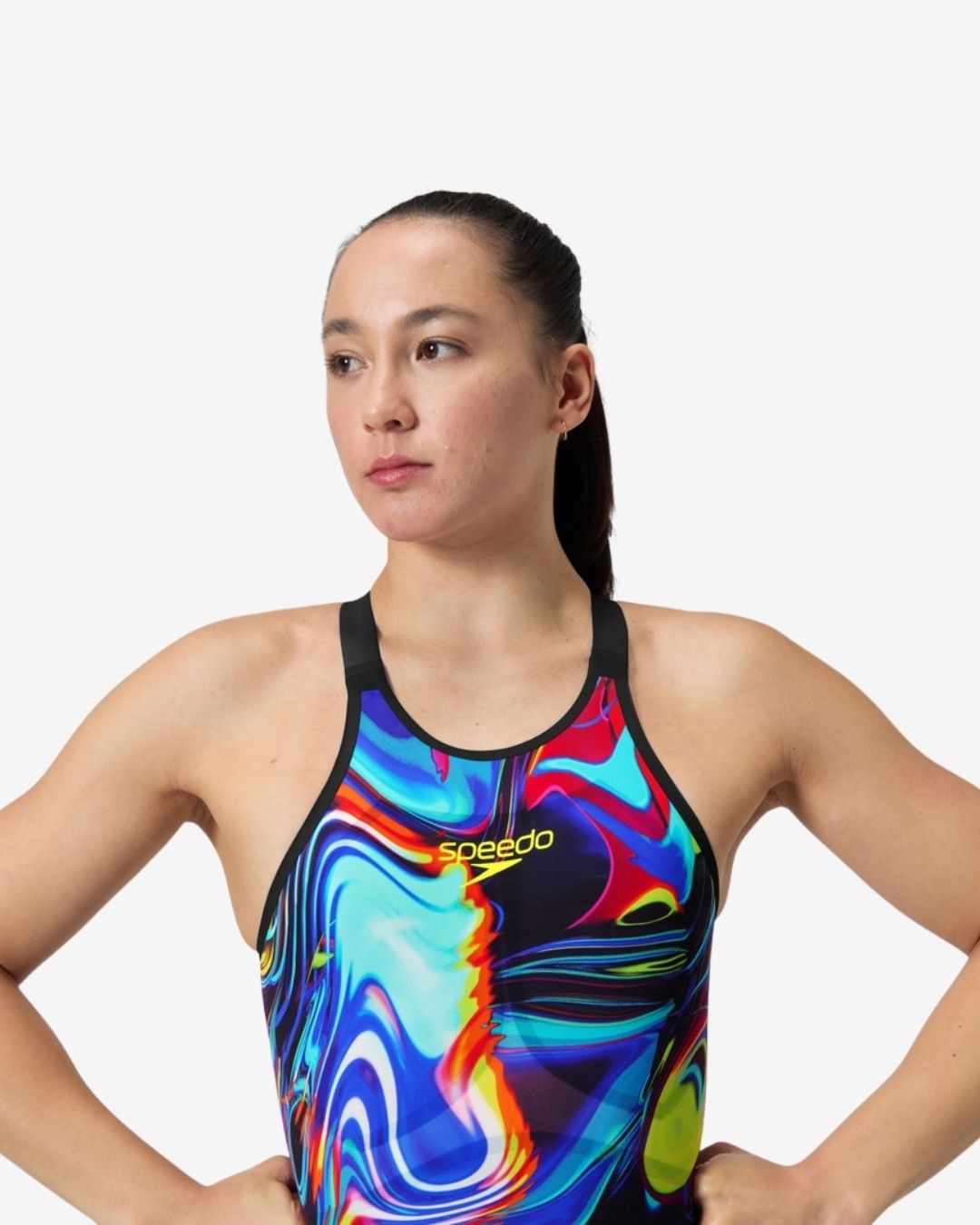 Costume Da Gara Donna Speedo Fastskin LZR Pure Valor 2.0 ClosedBack Black/Molten Blur Nero Fantasia