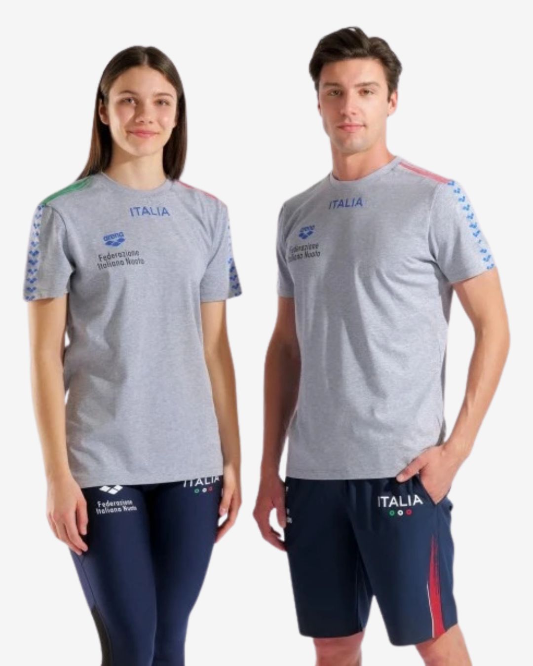 T Shirt Arena Unisex mod. Fin Team Italia Grigia