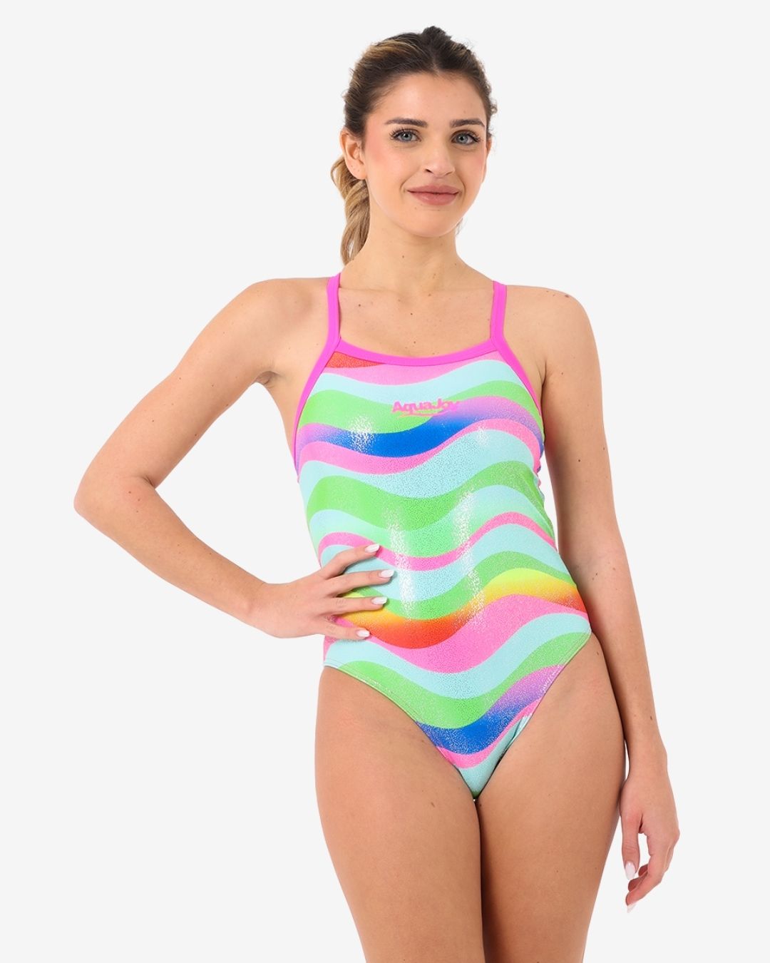 Costume Donna Nuoto Sincronizzato mod. Brillantinato Onde Fucsia