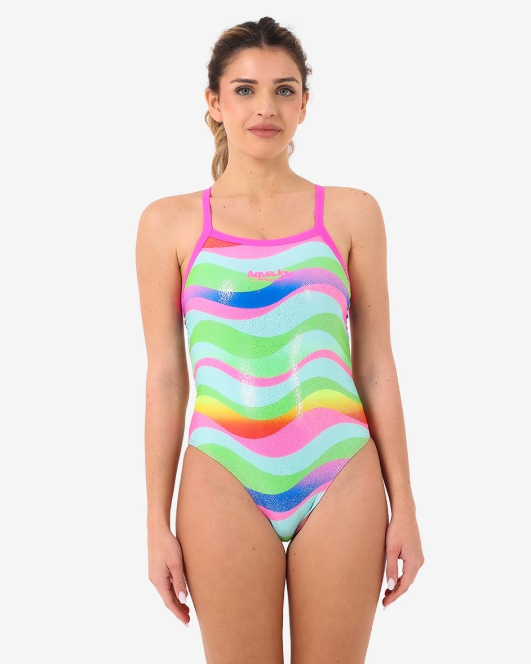 Costume Donna Nuoto Sincronizzato mod. Brillantinato Onde Fucsia