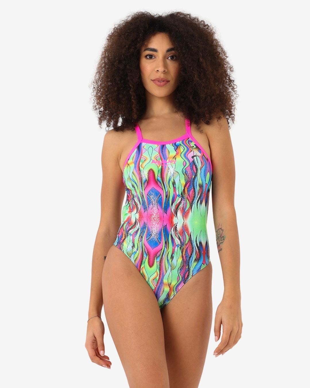 Costume Donna Nuoto Sincronizzato mod. Brillantinato Verde Multicolor