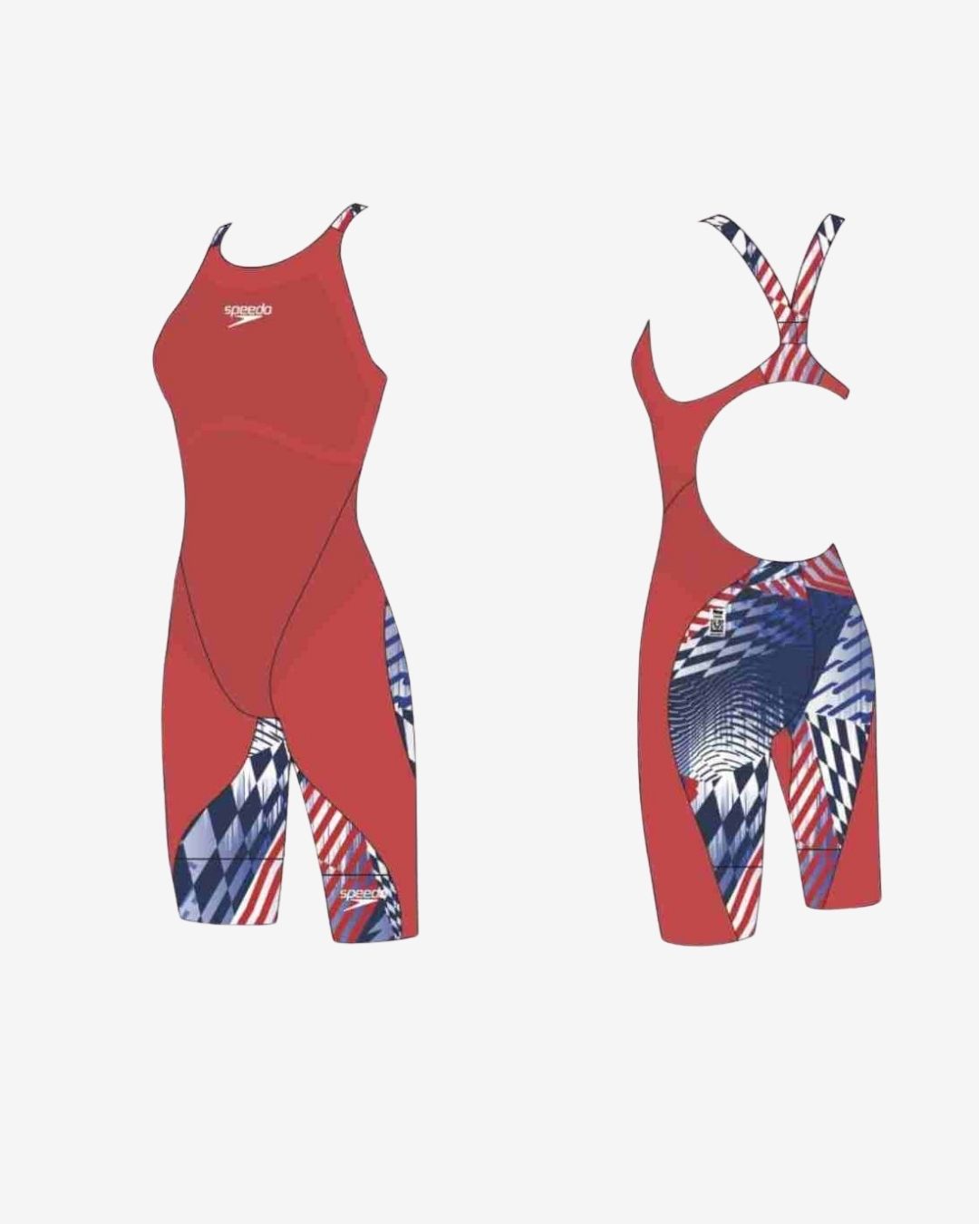 Costume Da Gara Speedo Donna Fastskin LZR Ignite Kneeskin Junior Flame Red/Bold White