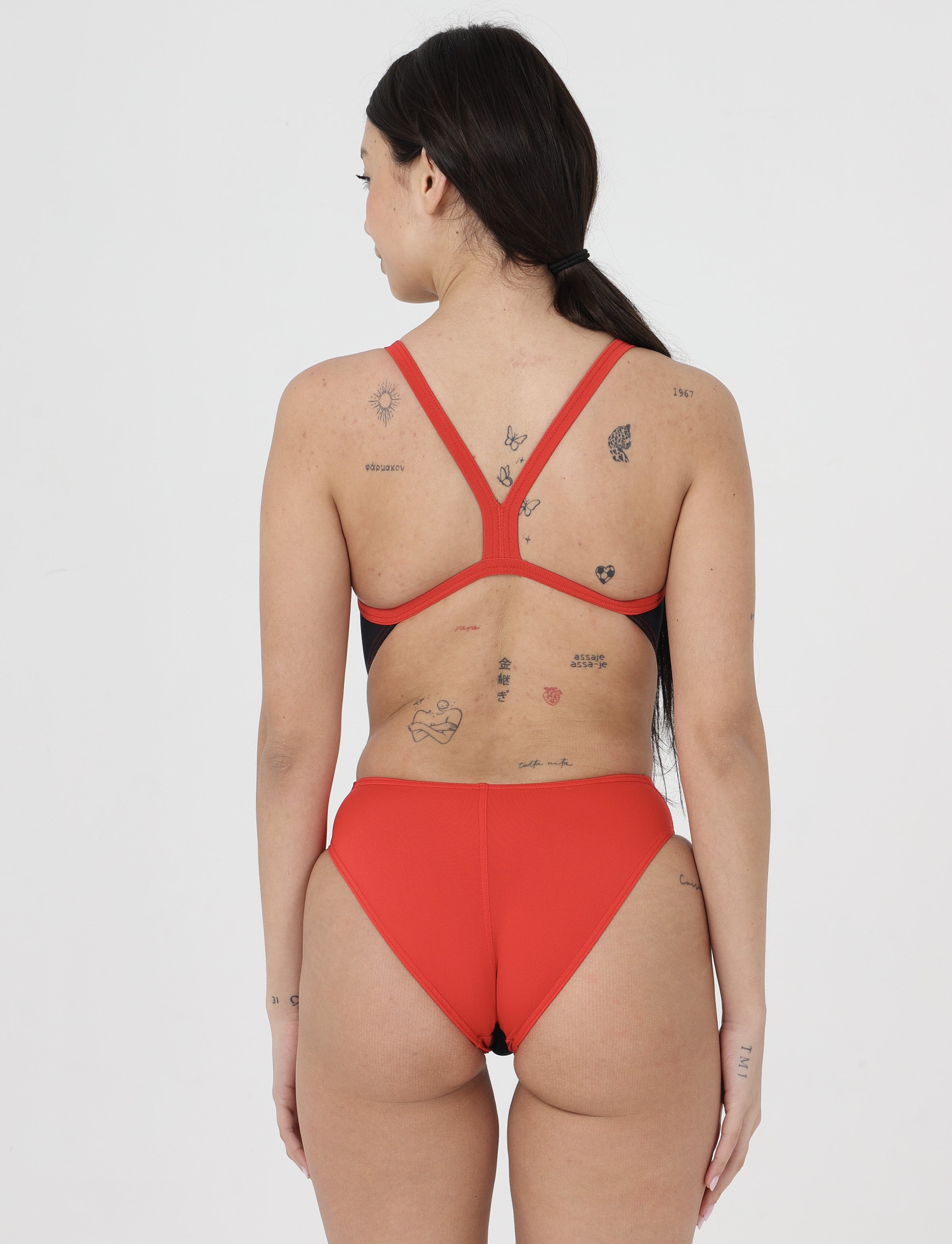 Costume Donna Bordato Aquajoy mod. Ariel Nero/Red Pepper