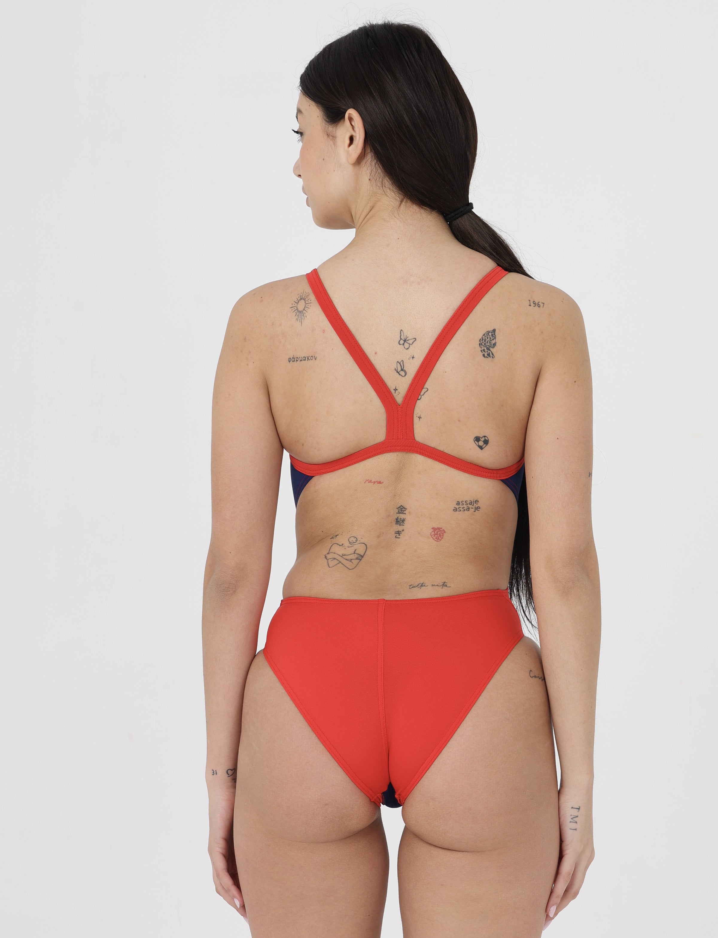 Costume Donna Bordato Aquajoy mod. Ariel Salsedine/Red Pepper