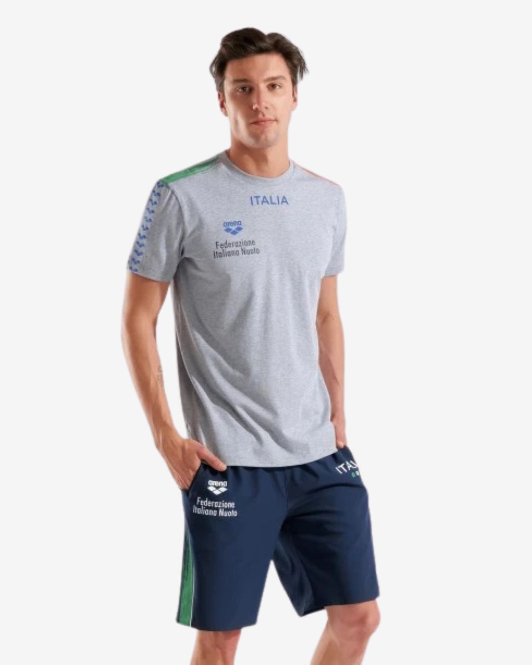 T Shirt Arena Unisex mod. Fin Team Italia Grigia