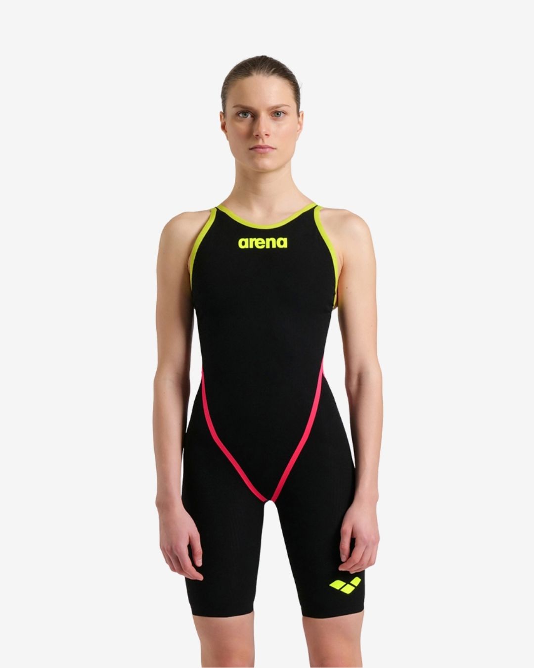 Costume Da Gara Arena Powerskin Carbon Core-FX Donna OpenBack Black Fluo Yellow
