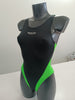 Costume donna olimpionico mod. Bicolore nero/ verde fluo
