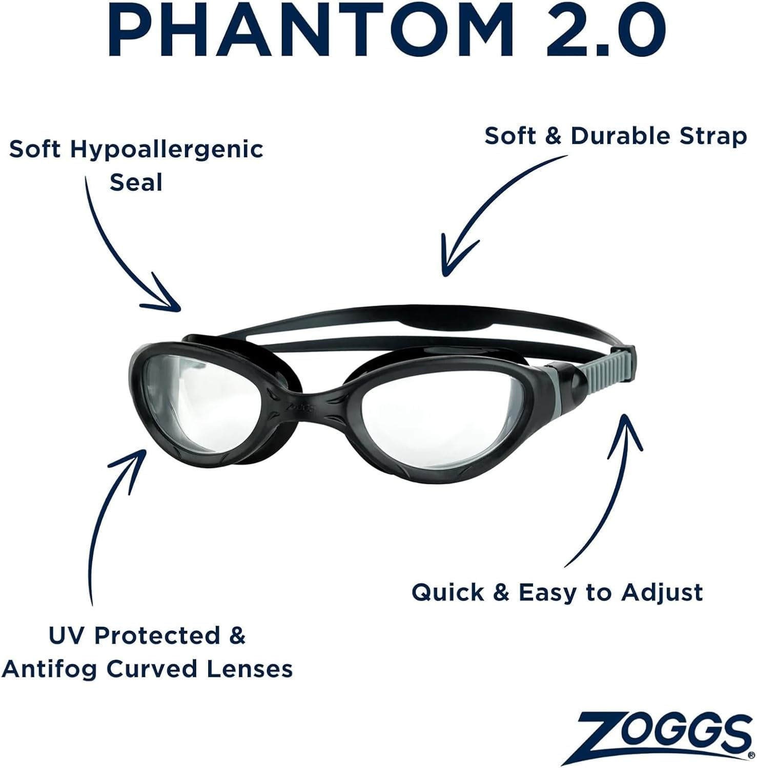 Occhialini Nuoto Zoggs Phantom 2.0 Black/Clear
