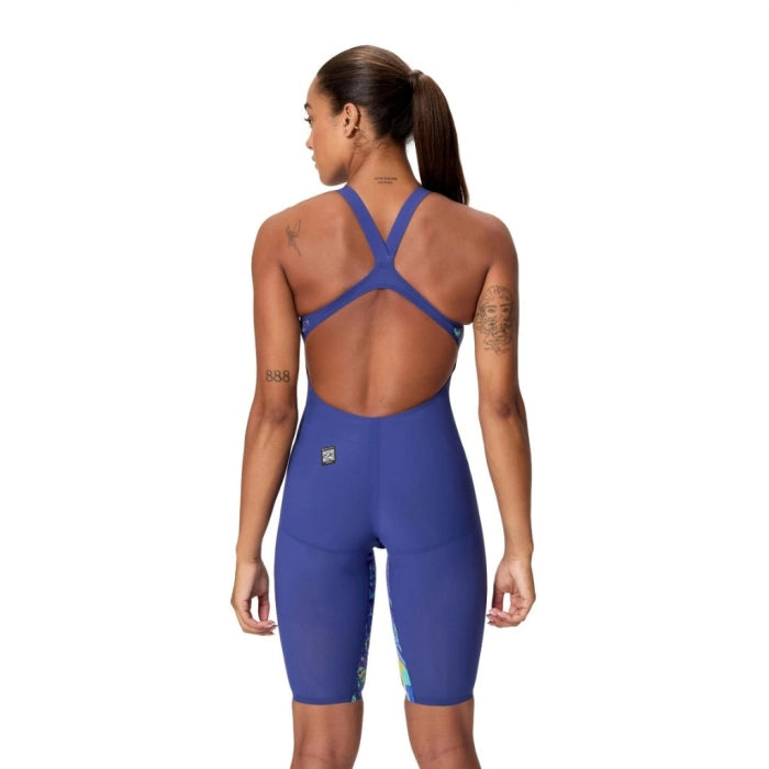 Costume da Gara Donna Speedo LZR Pure Valor 2.0 OpenBack Blu Stampato