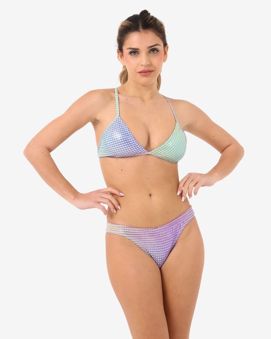 Costume Donna Bikini Triangolo mod. Squares Glitterato