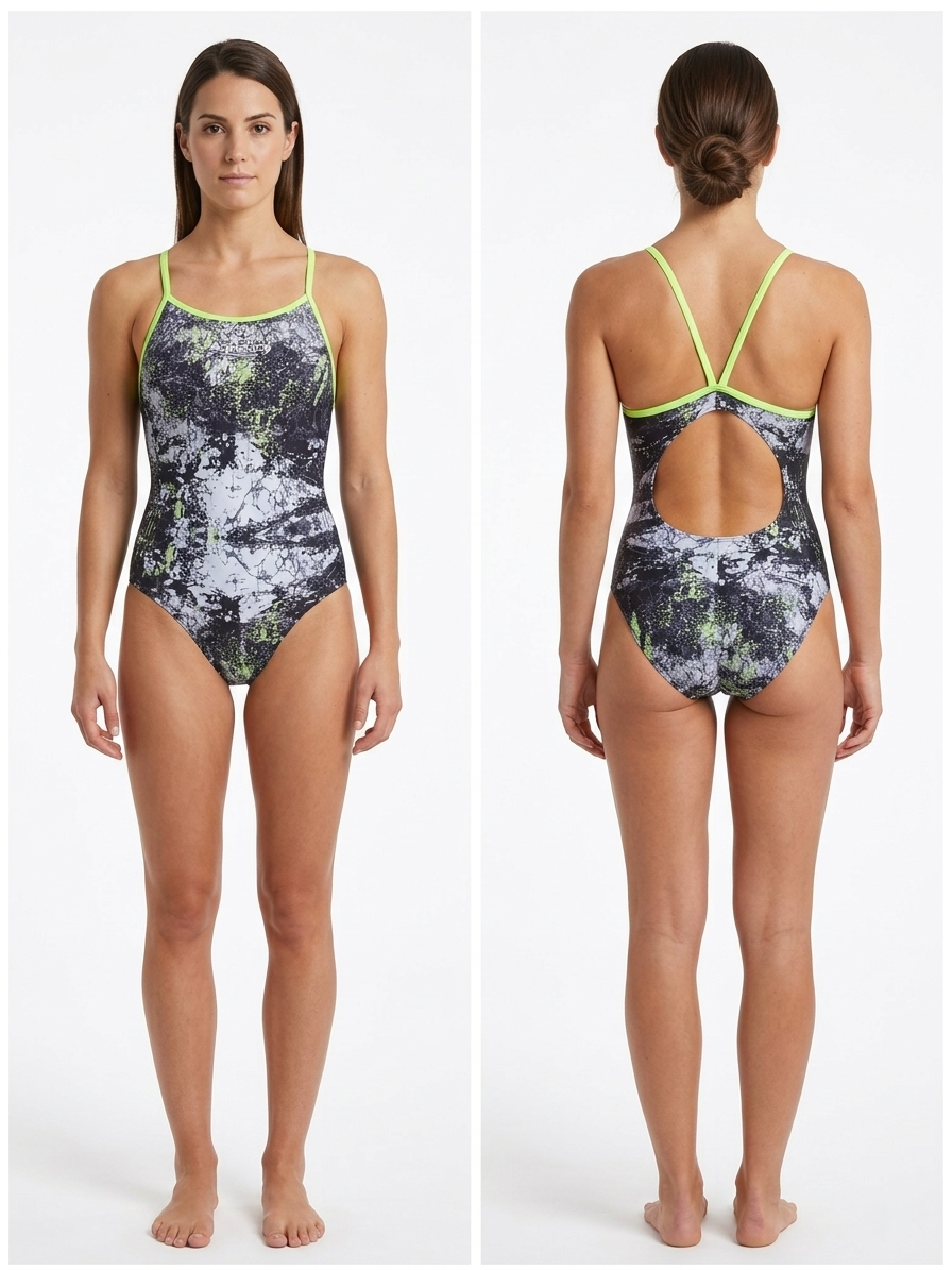 Costume Donna Aquajoy Bordato mod. Graffiti Verde