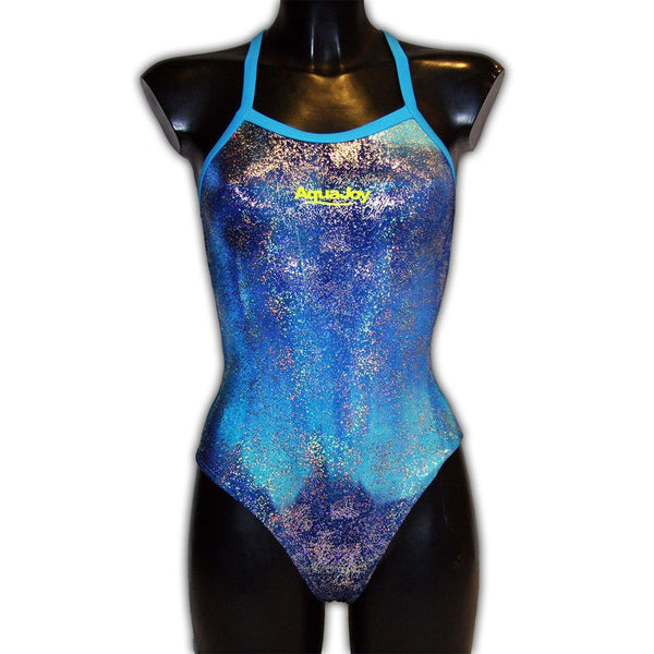 Costume donna nuoto sincronizzato mod. brillantinato blu glitter
