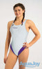 Costume donna olimpionico mod.bicolore bianco/viola